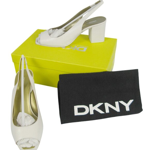 NEW $245 Donna Karan DKNY Shoes (Heels)! 8 Off White With Open Toe Made in Italy